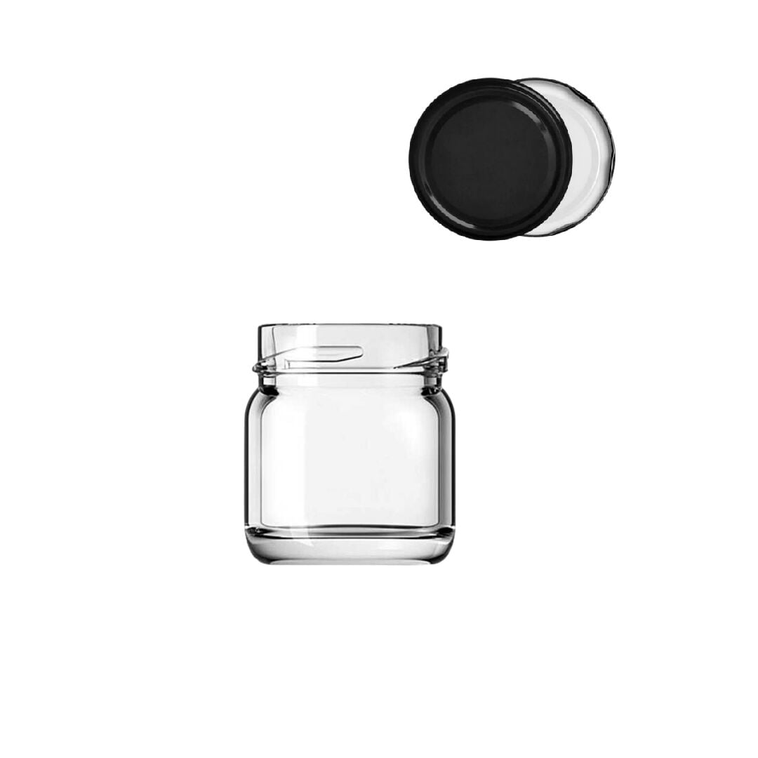 Sarkap 40 ml Siyah Kapaklı Cam Kavanoz