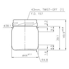 Sarkap 40 ml Siyah Kapaklı Cam Kavanoz