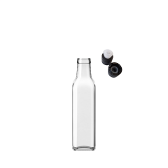 Sarkap 250 ml Marasca Kapaklı Şeffaf Cam Şişe Yağdanlık Akıtmalı Kapak