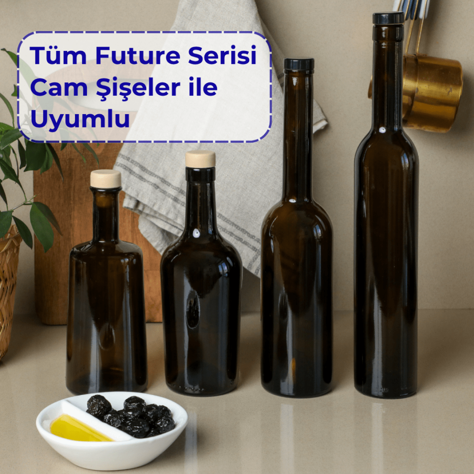 Sarkap 31 mm Mat Siyah Kapşon 83 Adet Paketli - Future Seri Cam Şişeler