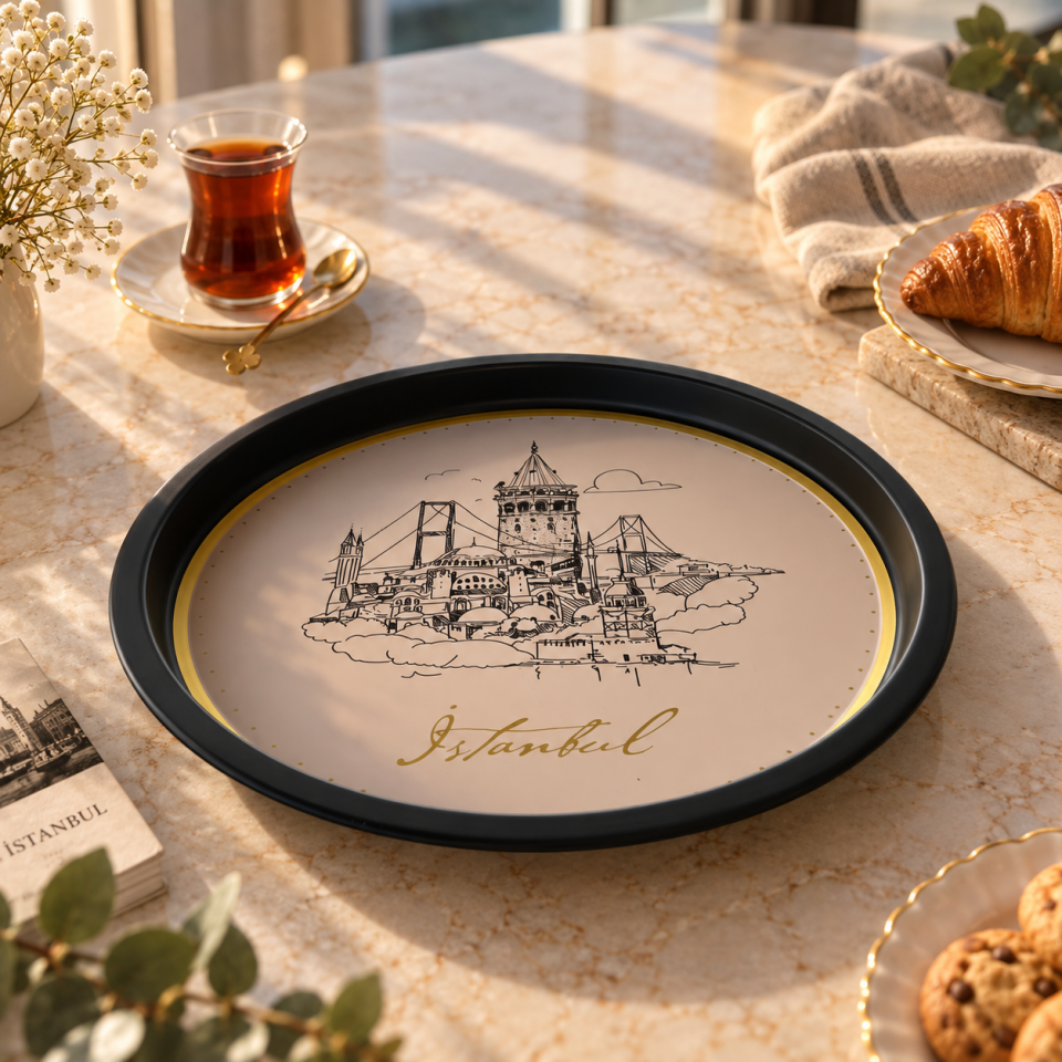 Sarkap Home 34 cm Metal Tepsi İstanbulKrem