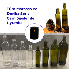 Sarkap 34 mm Mat Siyah Kapşon 83 Adet Paketli - Dorika, Marasca ve Galon Cam  Şişeler