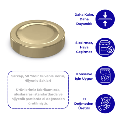 Sarkap 70 mm Derin Etek Kavanoz Kapağı Gold