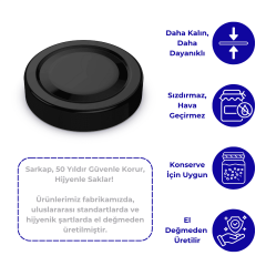 Sarkap 70 mm Derin Etek Kavanoz Kapağı Siyah