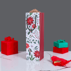 Sarkap Kırmızı Çiçek Desenli Hediyelik Karton Çanta 13x36x9 cm