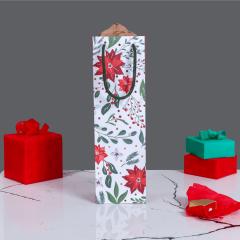 Sarkap Kırmızı Çiçek Desenli Hediyelik Karton Çanta 13x36x9 cm