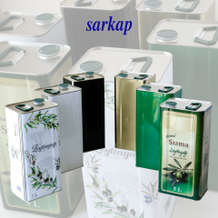 Sarkap 5 L (5000 ml) Kapaklı Kulplu Zeytinyağı Tenekesi Gold