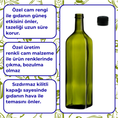Sarkap 1000 ml Marasca Kapaklı Cam Zeytinyağı Şişesi Yağdanlık Akıtmasız Kapak