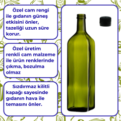 Sarkap 1000 ml Marasca Kapaklı Cam Zeytinyağı Şişesi Yağdanlık Akıtmalı Kapak