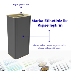 Sarkap 5 L (5000 ml) Kapaklı Kulplu Zeytinyağı Tenekesi Mat Siyah