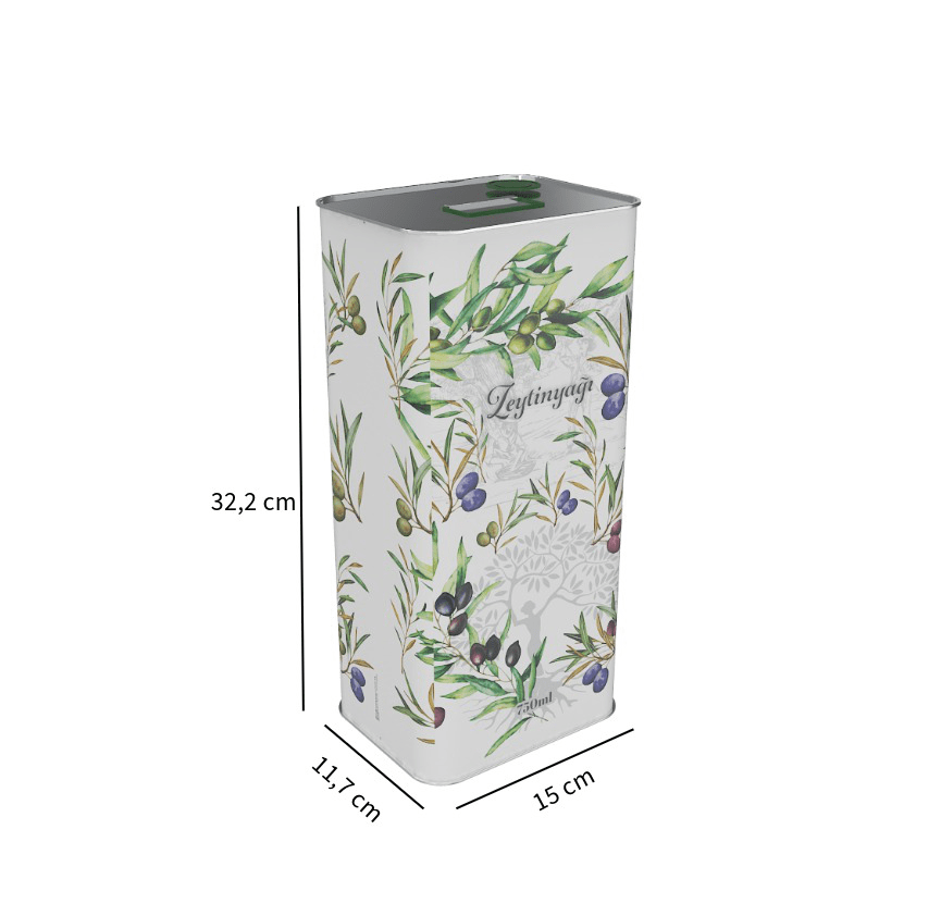 Sarkap 5 L (5000 ml) Kapaklı Kulplu Zeytinyağı Tenekesi Beyaz Yeşil Zeytin