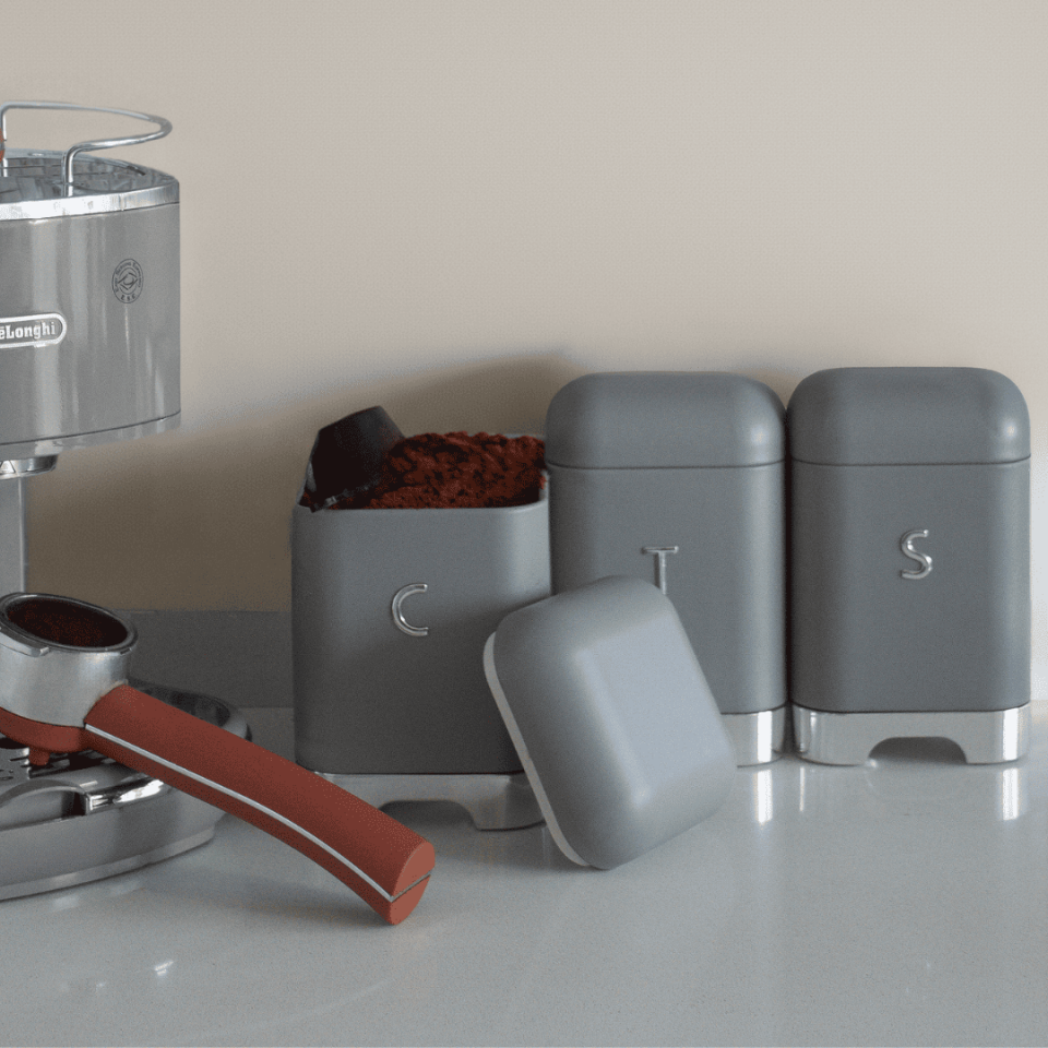 Sarkap Home 1L Açık Gri Galvaniz 3'lü Tea Coffee Sugar Saklama Kutusu Seti-115x150 GRİ