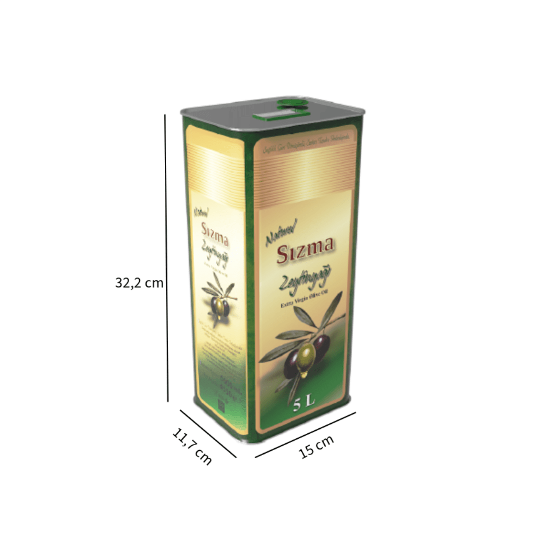 Sarkap 5 L (5000 ml) Kapaklı Kulplu Zeytinyağı Tenekesi Yeşil Naturel Sızma