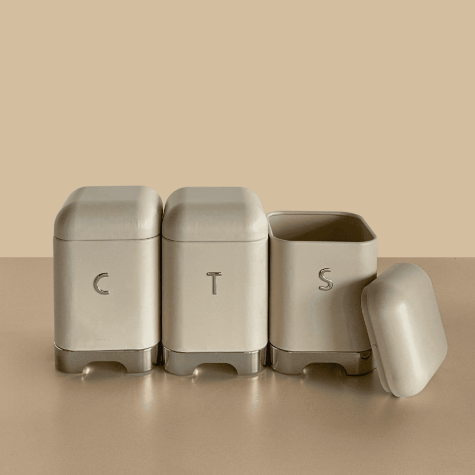 Sarkap Home 1L Açık Gri Galvaniz 3'lü Tea Coffee Sugar Saklama Kutusu Seti-115x150 Füme
