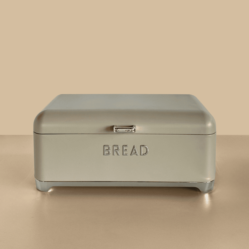 Sarkap Home Açık Gri Galvaniz Set-15,8L Büyük Boy Bread Ekmeklik & 1L 3'lü Tea Coffee Sugar Saklama Kutusu Füme