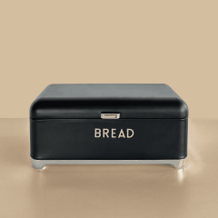 Sarkap Home Açık Gri Galvaniz Set-15,8L Büyük Boy Bread Ekmeklik & 1L 3'lü Tea Coffee Sugar Saklama Kutusu Siyah
