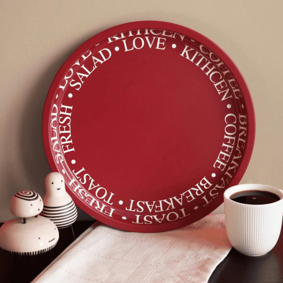 Sarkap Home 34 cm Metal Tepsi LessSeri-Kırmızı