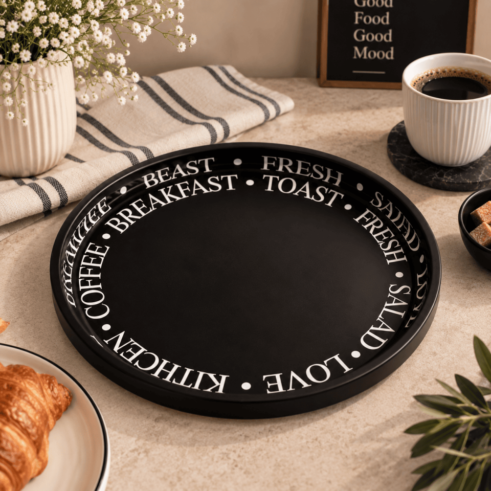 Sarkap Home 34 cm Metal Tepsi LessSeri-Siyah