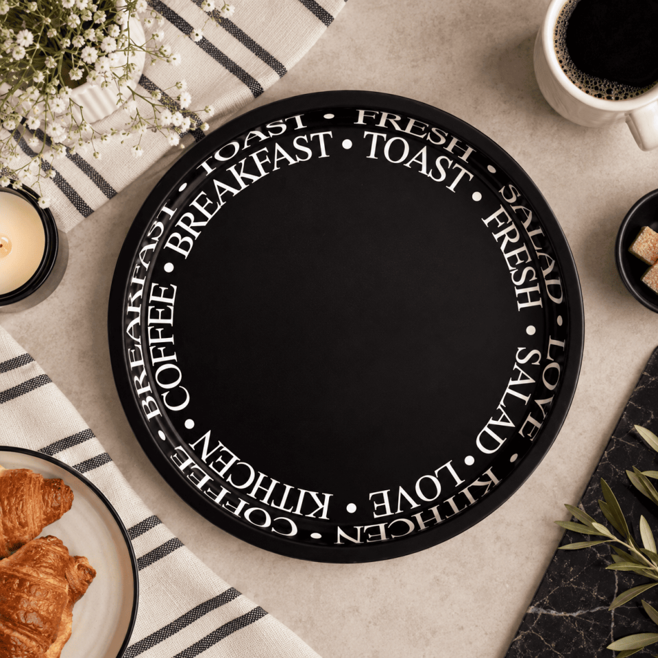 Sarkap Home 34 cm Metal Tepsi LessSeri-Siyah