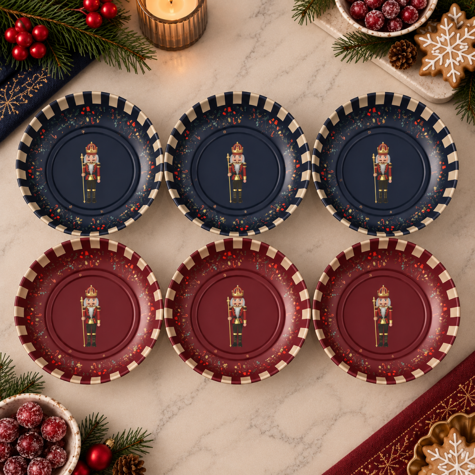Sarkap Home 6'lı Dondurmalık ve Çerezlik Seti 10 cm Çap, 3.2 cm Yükseklik Nutcracker