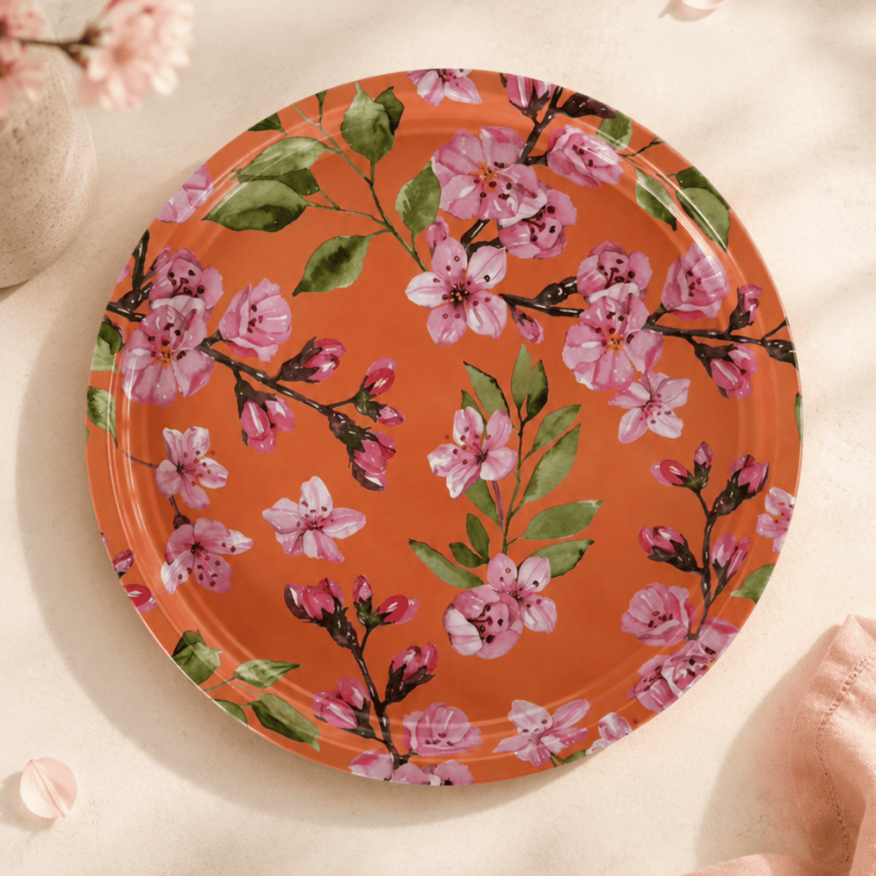 Sarkap Home 34 cm Metal Tepsi Pembe