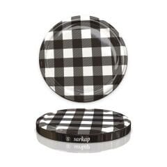 Hijyenik Paketli 10 Adet Kavanoz Kapağı Ekose Desenler 82 mm Siyah