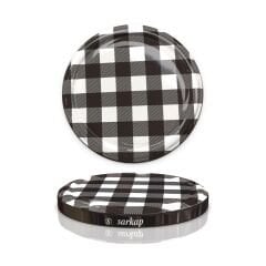 Hijyenik Paketli 10 Adet Kavanoz Kapağı Ekose Desenler 82 mm Siyah