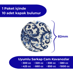 Hijyenik Paketli 10 Adet Kavanoz Kapağı 82 mm - Çini Çiçek Model