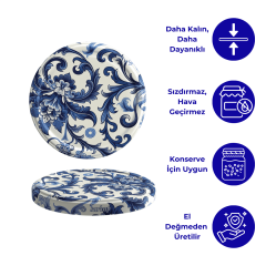 Hijyenik Paketli 10 Adet Kavanoz Kapağı 82 mm - Çini Çiçek Model