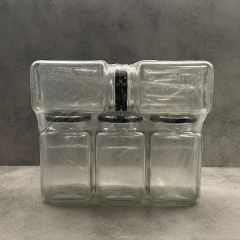 Sarkap 5'li 1000 ml Kapaklı Köşeli Cam Kavanoz Siyah