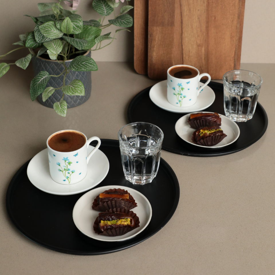 Sarkap Home 24 cm 2'li Yuvarlak Sunumluk Tepsi Siyah