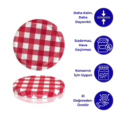 Hijyenik Paketli 5 Adet Kavanoz Kapağı - 100mm Kırmızı