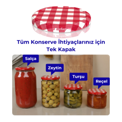 Hijyenik Paketli 5 Adet Kavanoz Kapağı - 100mm Kırmızı