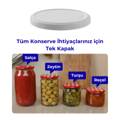 Hijyenik Paketli 5 Adet Kavanoz Kapağı - 100mm Beyaz