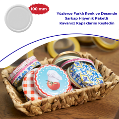 Hijyenik Paketli 5 Adet Kavanoz Kapağı - 100mm Beyaz