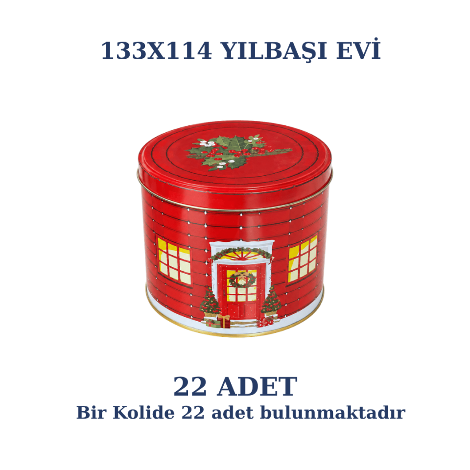 Sarkap Home 22'li 133x114 mm 1600 ml Dekoratif Yılbaşı Evi Kutusu