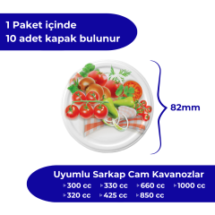 Hijyenik Paketli 10 Adet Kavanoz Kapağı Domates Desenler 82 mm Menemen