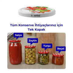 Hijyenik Paketli 10 Adet Kavanoz Kapağı Domates Desenler 82 mm Menemen