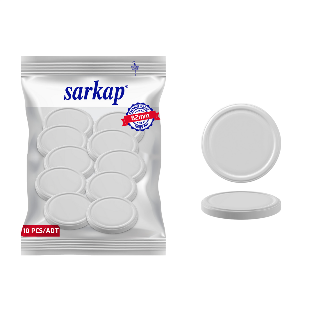 Hijyenik Paketli 10 Adet Kavanoz Kapağı Düz Renkler 82 mm