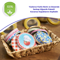 Hijyenik Paketli 10 Adet Kavanoz Kapağı – Vegan Model - 82mm