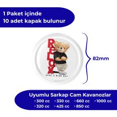 Hijyenik Paketli 10 Adet Kavanoz Kapağı – Relax Model - 82mm