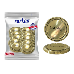 Hijyenik Paketli 10 Adet Kavanoz Kapağı Homemade Modeller 82 mm Tarihli Gold