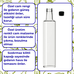 Sarkap 500 ml Dorika Kapaklı Cam Zeytinyağı Şişesi Yağdanlık Akıtmasız Kapak