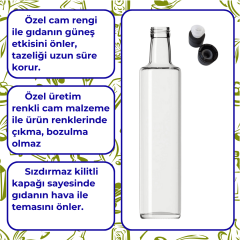 Sarkap 500 ml Dorika Kapaklı Cam Zeytinyağı Şişesi Yağdanlık Akıtmalı Kapak