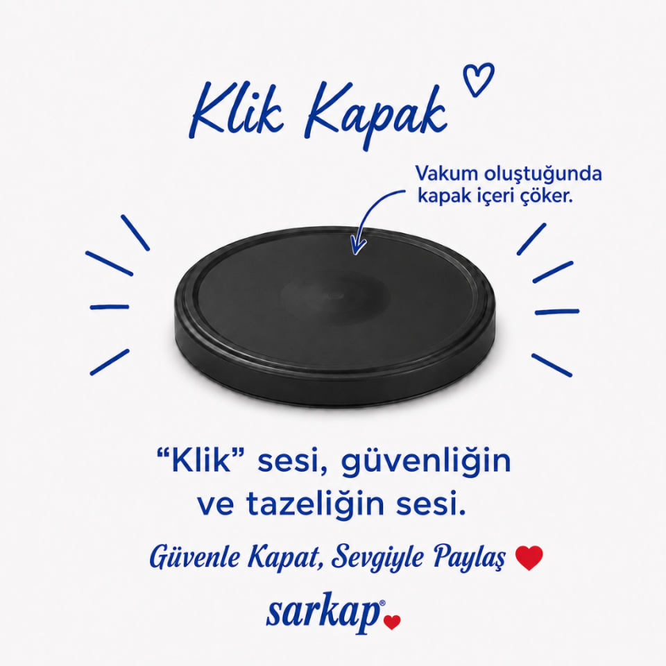 Hijyenik Paketli 8 Adet Klik Kavanoz Kapağı 82 mm - Siyah Siyah