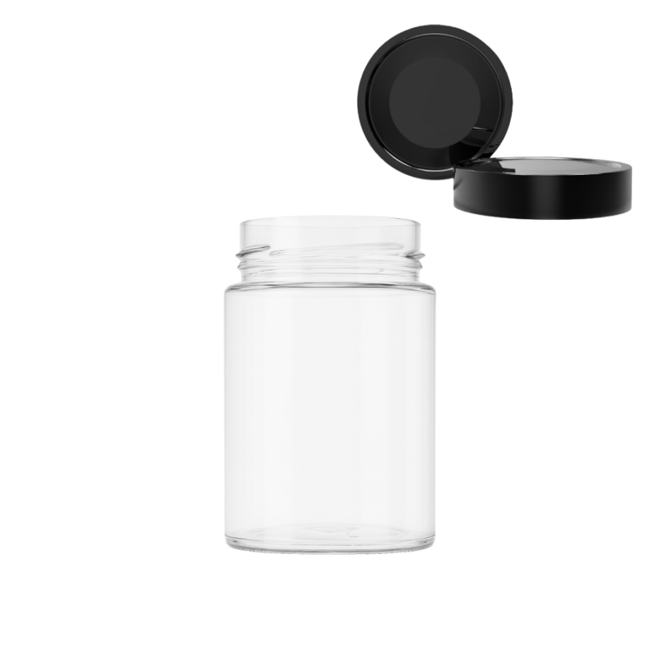 Sarkap 350 ml 15 Adet Kolili Derin Etek Kapaklı Cam Kavanoz Siyah