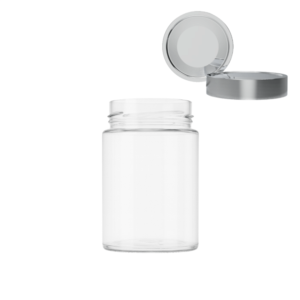 Sarkap 350 ml 15 Adet Kolili Derin Etek Kapaklı Cam Kavanoz Silver
