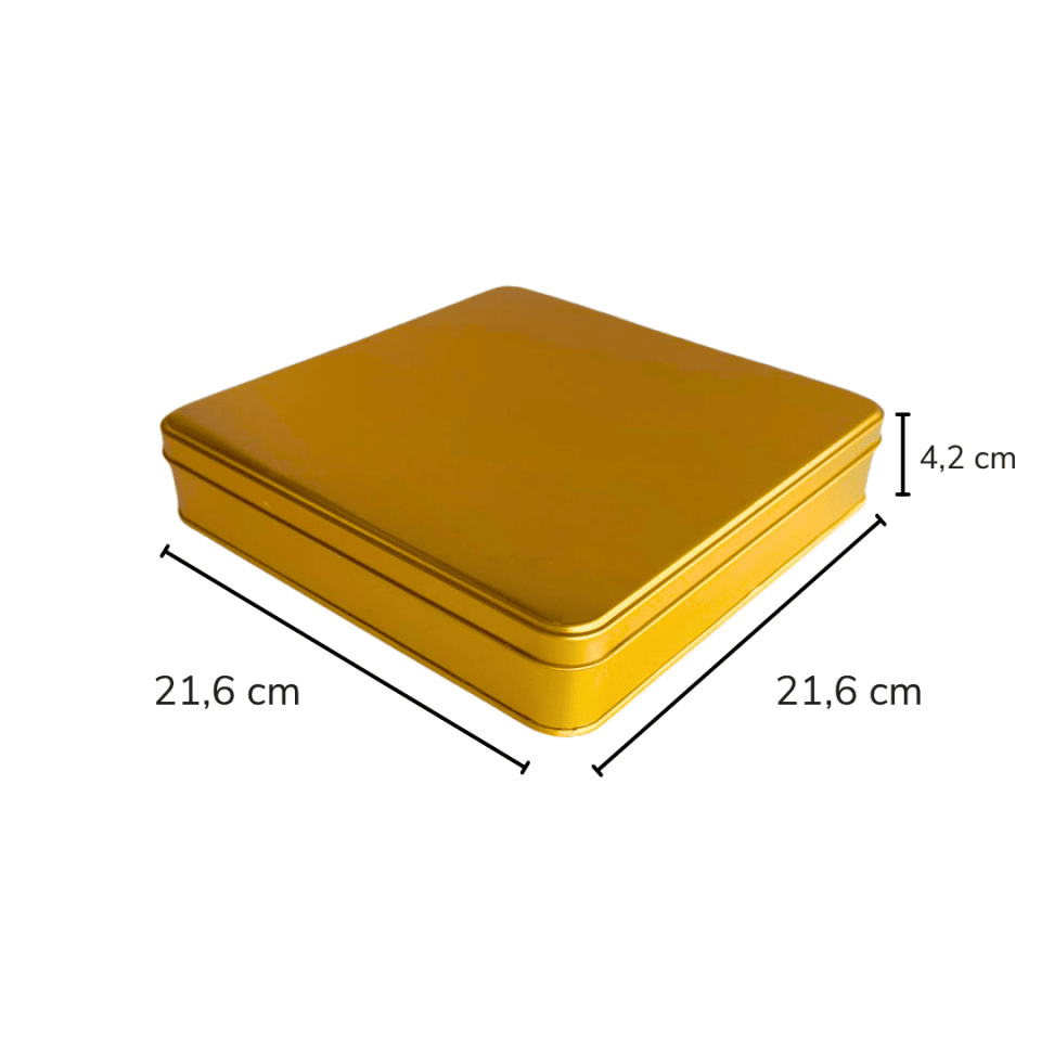 Sarkap 216x216x42 mm 40 Adet Kolili Metal Çikolata Kutusu  Gold