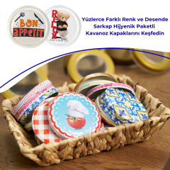 Hijyenik Paketli 10 Adet Kavanoz Kapağı – Bon Apetit Model - 82mm