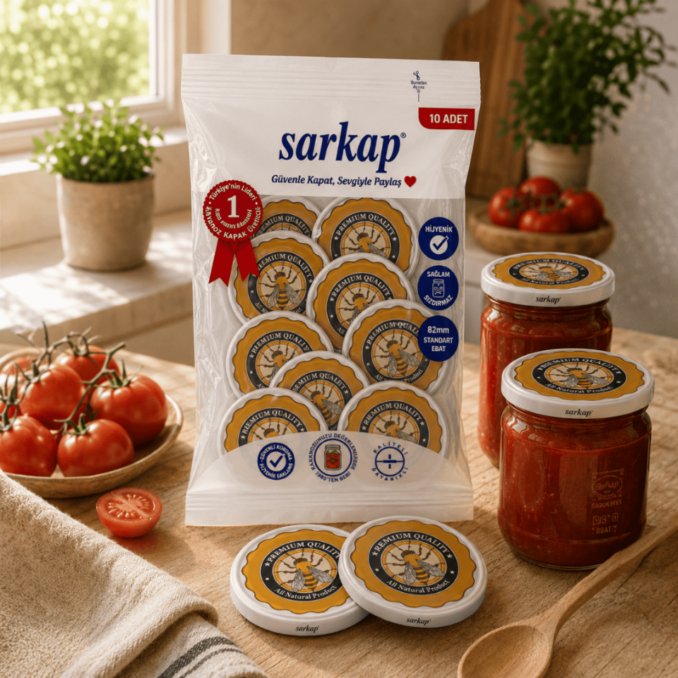 Hijyenik Paketli 10 Adet Kavanoz Kapağı Bal Desenler 82 mm Arı